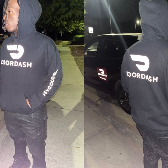 Reflective DoorDash Delivery Driver Hoodie Red Door Dash - Picture 13 of 15